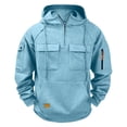 thumbnail image 1 of Tauxra Hooded Sweatshirt Men,Men's Sweatshirt,Long Sleeve Hooded Solid Color Quarter Zip Multi Pocket Pullover,Quarter Zip Pullover Men, 1 of 3