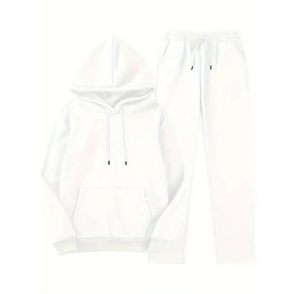 Tauxra Hoodie for Women,Trousers for Women,Hooded Long Sleeve Set for Women, Solid Color Casual Trousers Elastic Waist Hoodie,Suit for Women