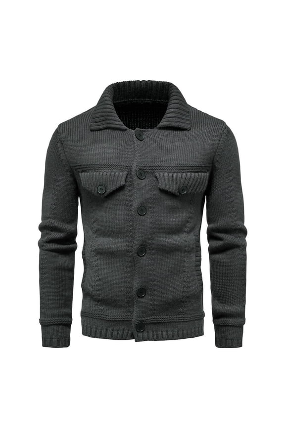 Jackets for Men,Sweater for Men,Solid Color Men's Knit Cardigan Jacket,Long Sleeve Turn Down Collar Button Pocket Workwear Sweater,Sweaters for Men