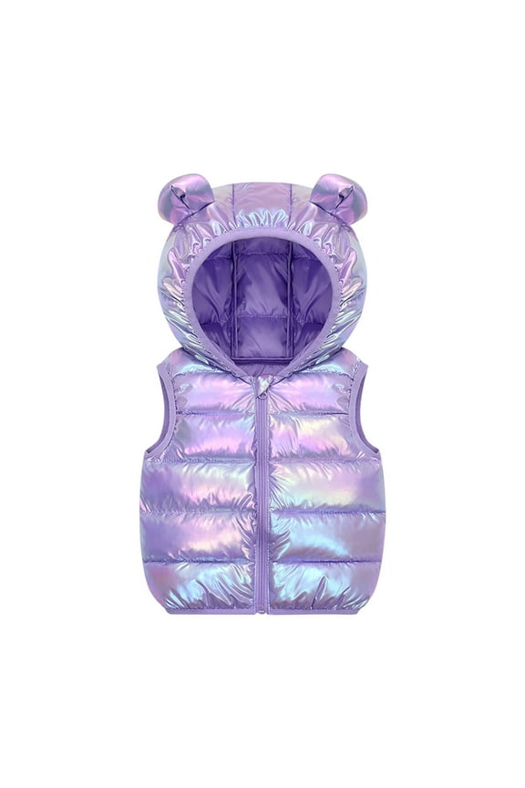 Jackets for Girls,Boys Winter Jacket,Kids Sleeveless Hooded Vest, Solid Color Bright Face Round Neck for Boys Girls 1-6 Years,Jackets for Boys
