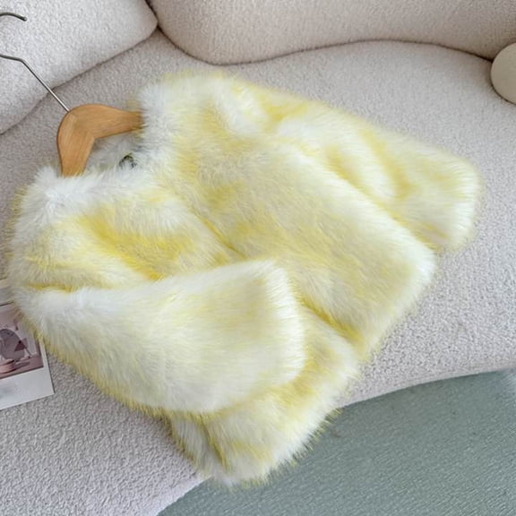 Tauxra Jackets for Girls,Kids Jackets Boys,Kids Faux Fur Jacket, Gradient Dyeing Casual Warm Coat for Girls 2-11 Years,Kids Jackets Girls