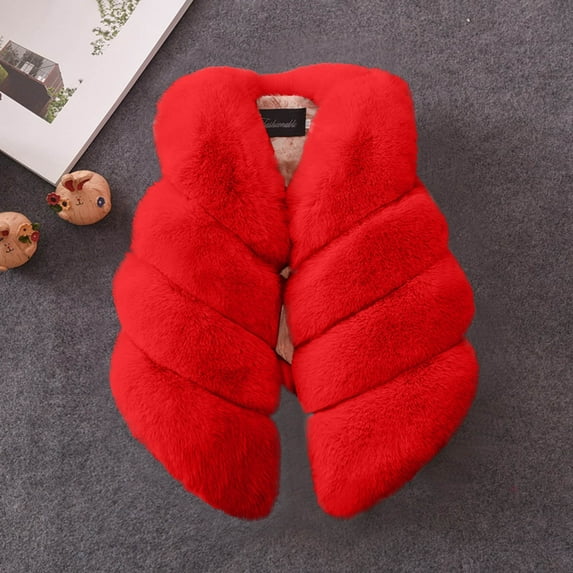 Tauxra Jackets for Girls,Kids Jackets Boys,Kids Faux Fur Vest, Solid Color Casual Warm Jacket for Girls 1-13 Years,Kids Jackets Girls