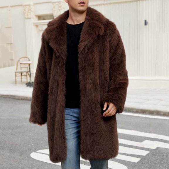 Tauxra Jackets for Men,Men's Coat,Winter Long Sleeve Solid Color Turn Down Collar Faux,Winter Jackets for Men