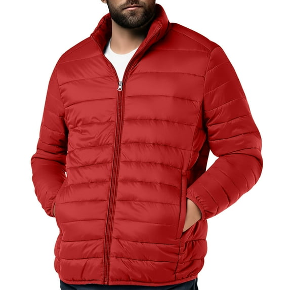 Tauxra Jackets for Men,Men's Jacket,Solid Color Pocket Fleece Lined Casual,Down Jacket Men
