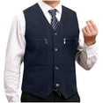 thumbnail image 1 of Tauxra Jackets for Men,Mens Jackets Casual,Men's Casual V Neck Single Breast Sleeveless Suit Vest with Pockets,Suits for Men, 1 of 4