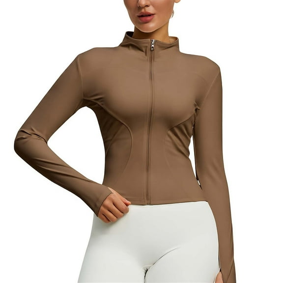 Tauxra Jackets for Women,Jackets for Women Fashion,Women's High Stretch Yoga Long Sleeve Fitted Jacket,Clothes for Women