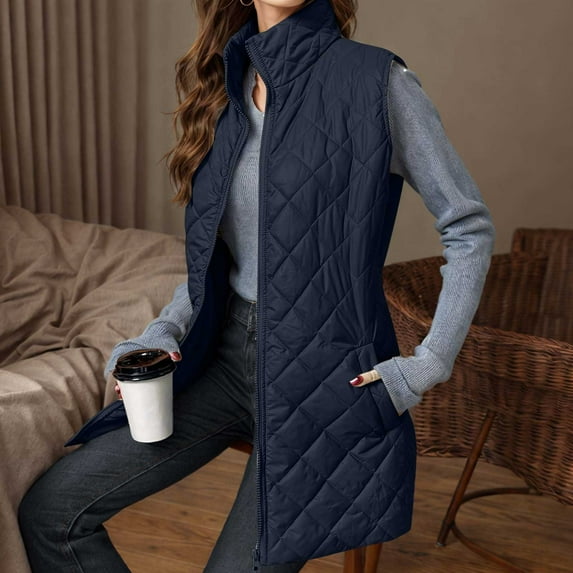 Tauxra Jackets for Women,Womens Jacket Winter,Women's Sleeveless Jacket, Solid Color Padded,Fleece Jacket Women