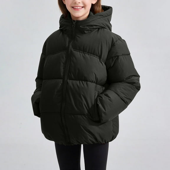 Tauxra Kids Padded Jacket, Solid Color Zipper Down Thick for 2-12 Years