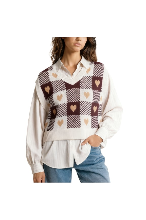 Knit Vest for Women, Loose Fit Sleeveless Tank Top with Open Back for Layering, Casual Fall and Winter Wear