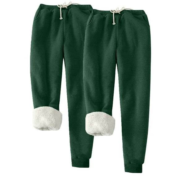 Tauxra Leggings with Pockets,Womens Fleece Pants,2-Pack Women'S Plus Size Fleece Jogger Pants,solid Color Elastic Waist Pocket,Leggings for Women with Pockets
