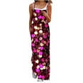 thumbnail image 1 of Tauxra Linen Jumpsuit for Women, Sleeveless Spaghetti Strap with Pocket, High Waist Wide Leg Romper in Printed Casual Style, 1 of 5