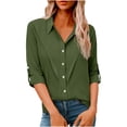 thumbnail image 1 of Tauxra Linen-Look Tunic Blouse for Women with Lapel Collar and Long Sleeves, Loose Fit Button-Down Top for Summer and Spring, 1 of 7