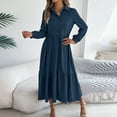 thumbnail image 1 of Tauxra Long Dress for Women,Dress for Women,Women's Solid Solor Button Long Sleeve Turndown Collar Dress Ruffles Dress,Collar for Women, 1 of 8