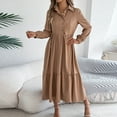 thumbnail image 1 of Tauxra Long Dress for Women,Dress for Women,Women's Solid Solor Button Long Sleeve Turndown Collar Dress Ruffles Dress,Collar for Women, 1 of 8