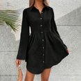 thumbnail image 1 of Tauxra Long Dresses for Women,Dresses for Womens,Women Solid Color Button Turndown Long Sleeve Dresses,Dresses for Women, 1 of 8