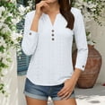 thumbnail image 1 of Tauxra Long Sleeve Tops for Women， V Neck Button Down Blouse for Everyday Wear， Soft Polyester Casual Shirt with Button Details for Work and Daily Outfits, 1 of 7