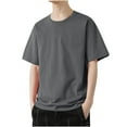 thumbnail image 1 of Tauxra Men Super Heavy Weight Crew Neck T-Shirt Blank Plain Tee Big & Tall Comfy Dark Gray M, 1 of 6