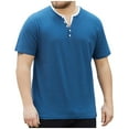 thumbnail image 1 of Tauxra Men’s Henley Short Sleeve T-Shirts Casual Tee Shirts Cotton Summer Tops Blue 5XL, 1 of 8