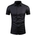 thumbnail image 1 of Tauxra Men's Regular Fit Cotton Business Casual Shirt Solid Short Sleeve Button Down Dress Shirts Black 4XL, 1 of 6