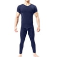 thumbnail image 1 of Tauxra Men's Underwear Shirts Short Sleeve T-Shirt Mesh Sheer Top Undershirt and Pants Sleepwear Sets Dark Blue S, 1 of 2