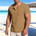 thumbnail image 1 of Tauxra Men's Short Sleeve Button Down Shirt, Casual Solid Color Half Button Closure Top, Regular with Pocket for Everyday Casual Wear, 1 of 7