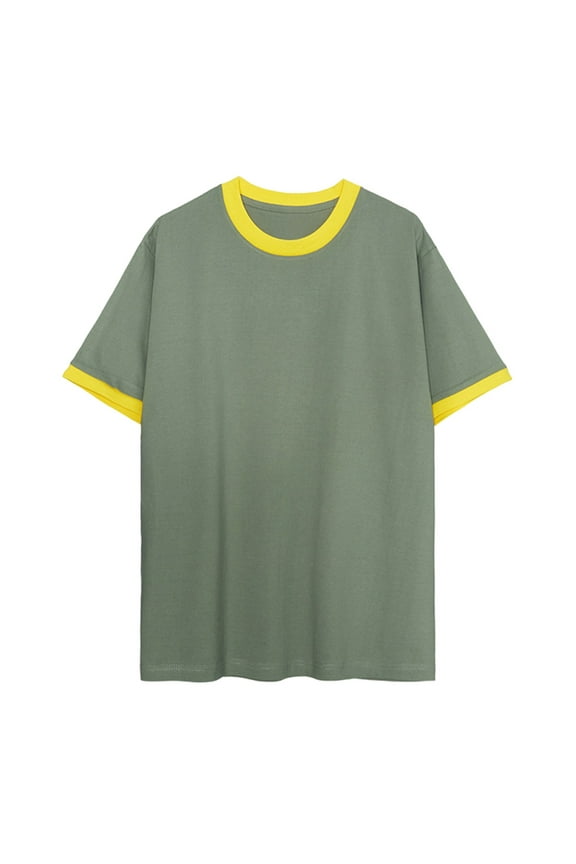 Men's Short Sleeve Core Cotton Soft Classic Ringer Tee Army Green M