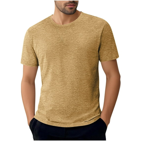 Tauxra Men's Short Sleeve Crew Neck T-Shirt, Solid Color Casual Basic Tee for Men, Comfortable Polyester Fabric, Tailored, Reinforced Stitching, Classic Round Neck