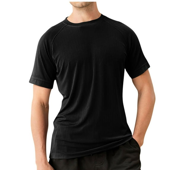 Tauxra Men's Short Sleeve Swim Shirt Guard Sun Shirt Black M