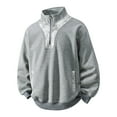 thumbnail image 1 of Tauxra Men's Sweatshirt,Long Sleeve Stand Collar Solid Color Semi Zippered Patchwork Pullover, 1 of 3