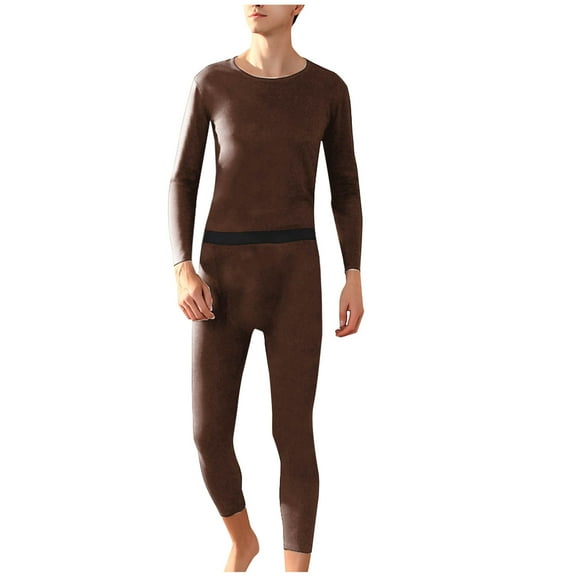 Tauxra Men's Thermal Underwear Set Soft Fleece Lined Long s Light/Mid/Heavy Weight Base Layer Top & Bottom Coffee L