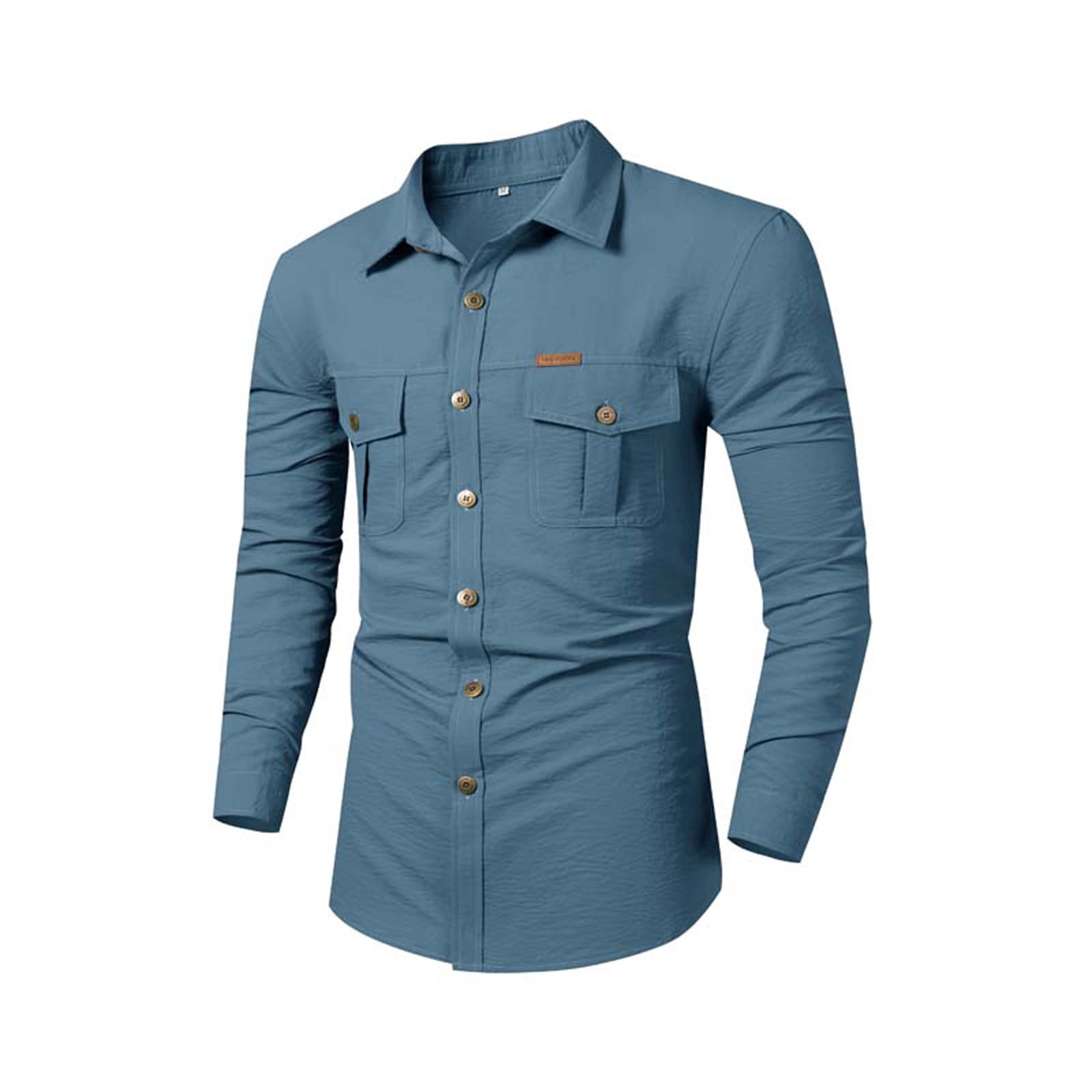 Blue Casual Long Sleeve Western Cowboy Shirt 43544 main image 0