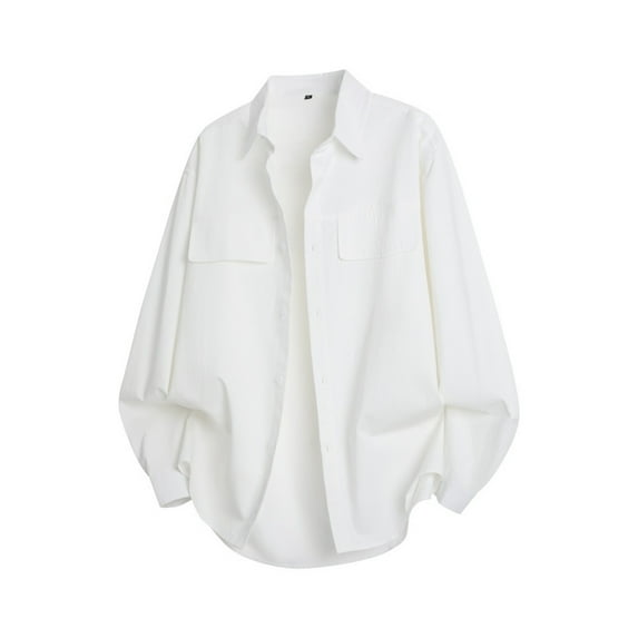 Tauxra Men's Work Shirt, Button-Down Collar Long Sleeve with Chest Pockets, Solid Color Polyester Fabric for Durability and Care, for Work and Casual Wear