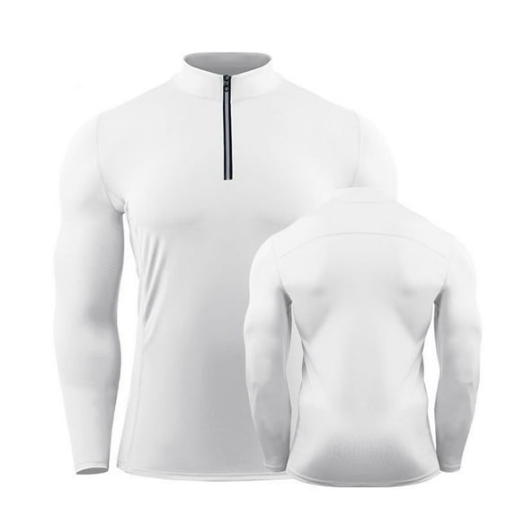 Tauxra Mens Base Layer, Stand Up Collar Zipper Base Layer Sport Fitness Top, Men's Long Sleeve T-Shirt