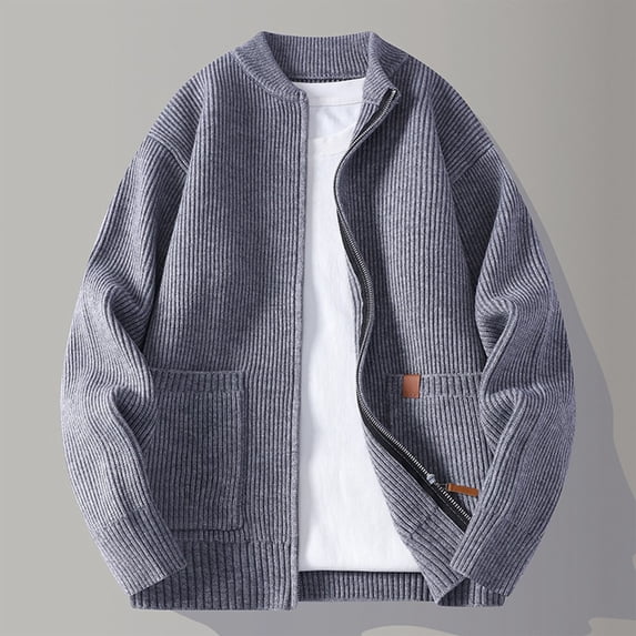 Tauxra Mens Cardigans Sweaters,Men's Cardigan,Long Sleeve Solid Color Zipper Pocket,Mens Sweaters Fashion