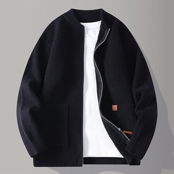 Tauxra Mens Cardigans Sweaters,Men's Cardigan,Long Sleeve Solid Color Zipper Pocket,Mens Sweaters Fashion
