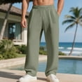 thumbnail image 1 of Tauxra Mens Casual Pants,Men's Casual Solid Color Elastic Waist Drawstring Straight Pocket Beach Pants,Pants for Men, 1 of 7