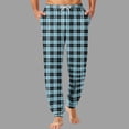 thumbnail image 1 of Tauxra Mens Casual Pants,Men's Sleep Pants,Plaid Print Elastic Waist Drawstring Pocket Ankle Cuff Home,Pants for Men, 1 of 5