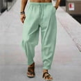 thumbnail image 1 of Tauxra Mens Drawstring Pants,Men's Solid Color Drawstring Thin Breathable Linen Pants,Mens Linen Pants, 1 of 3