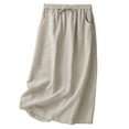 thumbnail image 1 of Tauxra Midi Skirt for Women, Linen-Blend High-Waist A-Line with Pockets, Versatile Casual and Dressy Skirt in Beige, 1 of 7
