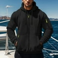 thumbnail image 1 of Tauxra Outerwear for Men,Men's Casual Fashion Solid Color Ribbed Hem Jacket Long-Sleeve Zip Up Pocket Outwear with Drawstring Hood, 1 of 5