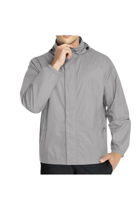 Outerwear for Men,Men's Solid Color Water Proofing Climb Sport Style Jacket with Pocket Zipper Long Sleeve Outdoor Hooded Coat