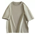 thumbnail image 1 of Tauxra Oversized T Shirts for Women Vintage Wash Basic Tees Loose Fit Baggy Shirts Workout Cotton Tops Streetwear Khaki 2XL, 1 of 7