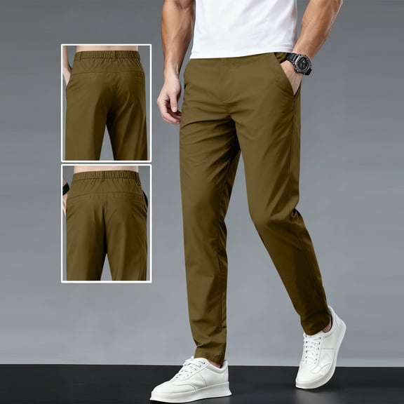 Tauxra Pants for Men,Outdoor Elastic Waist with Multiple Pockets,Men's Casual Pants