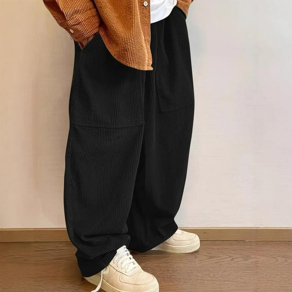 Tauxra Pants for Men,Pants for Men Fashion,Men'S Solid Color Casual Pants,Loose Straight Leg with Pockets,Mens Casual Pants