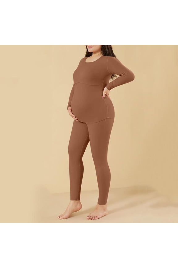 Pants for Women,Pants Suits for Women,Maternity Solid Color Nursing Lounge Set,Round Neck Long Sleeve Top with Adjustable Pants,Suit for Women