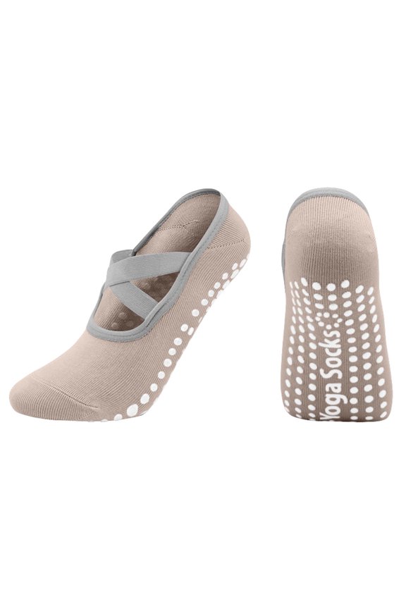 Pilates Socks with Grips for Women, Non-Slip Yoga Grip Socks for Studio Training, Breathable Anti-Slip Athletic Socks for Barre, Dance