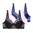 thumbnail image 1 of Tauxra Plus Size Lingerie for Women,Casual Lace Plus Size Bra with Support,3 Pcs Women's Bra, 1 of 4