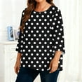 thumbnail image 1 of Tauxra Plus Size Tops, Round Neck Polka Print Casual Loose Top, Women's Plus Size Long Sleeve T-Shirt, 1 of 6