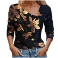 thumbnail image 1 of Tauxra Printed Button-Up Blouse for Women, Casual Long Sleeve T-Shirt Top with Collar, Lightweight Polyester Shirt for Daily Wear, 1 of 5