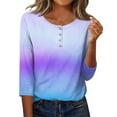 thumbnail image 1 of Tauxra Printed T-Shirt for Women with 3/4 Sleeves and Button Detail, Casual Round Neck Loose Fit Blouse for Daily Wear, 1 of 7